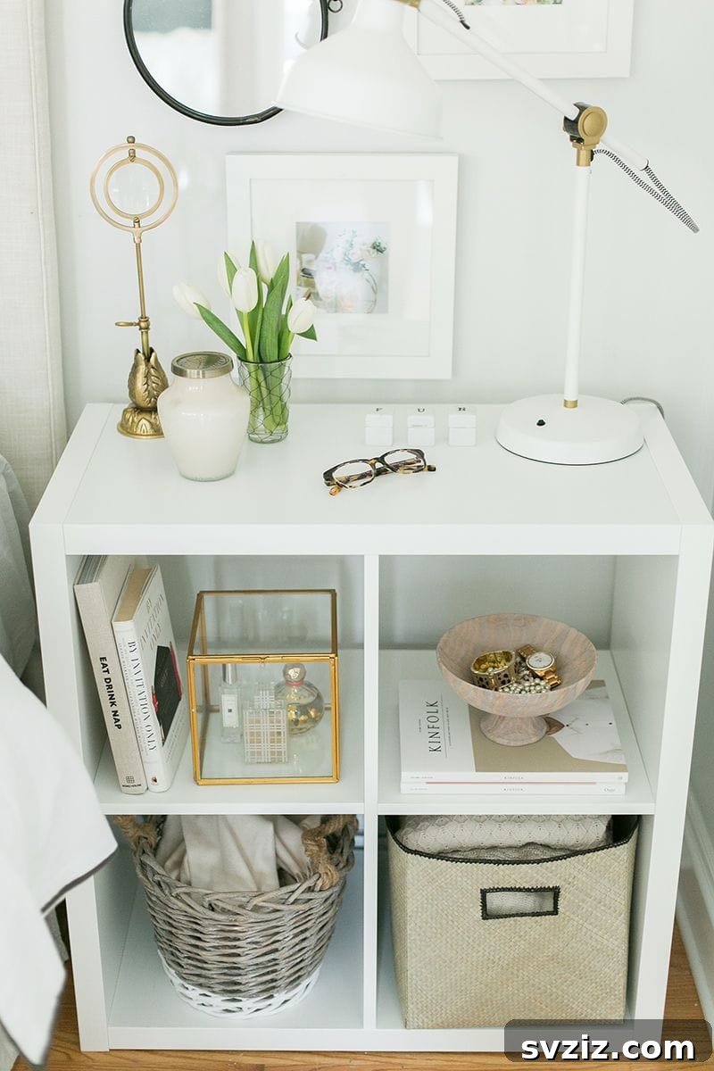 20 Genius IKEA Bedroom Transformations You Need Right Now 4 IKEA Kallax Nightstand Hack