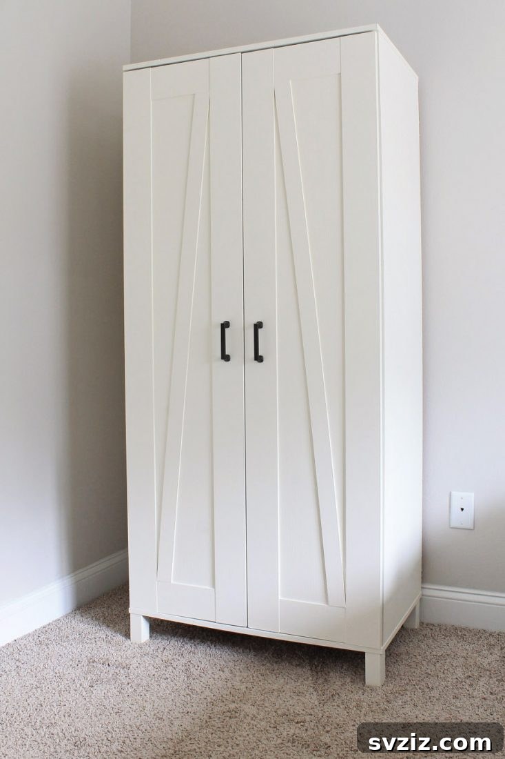 20 Genius IKEA Bedroom Transformations You Need Right Now 7 IKEA Aneboda Wardrobe Farmhouse Hack