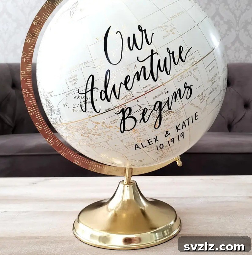 World globe as a guest book for travel-themed weddings
