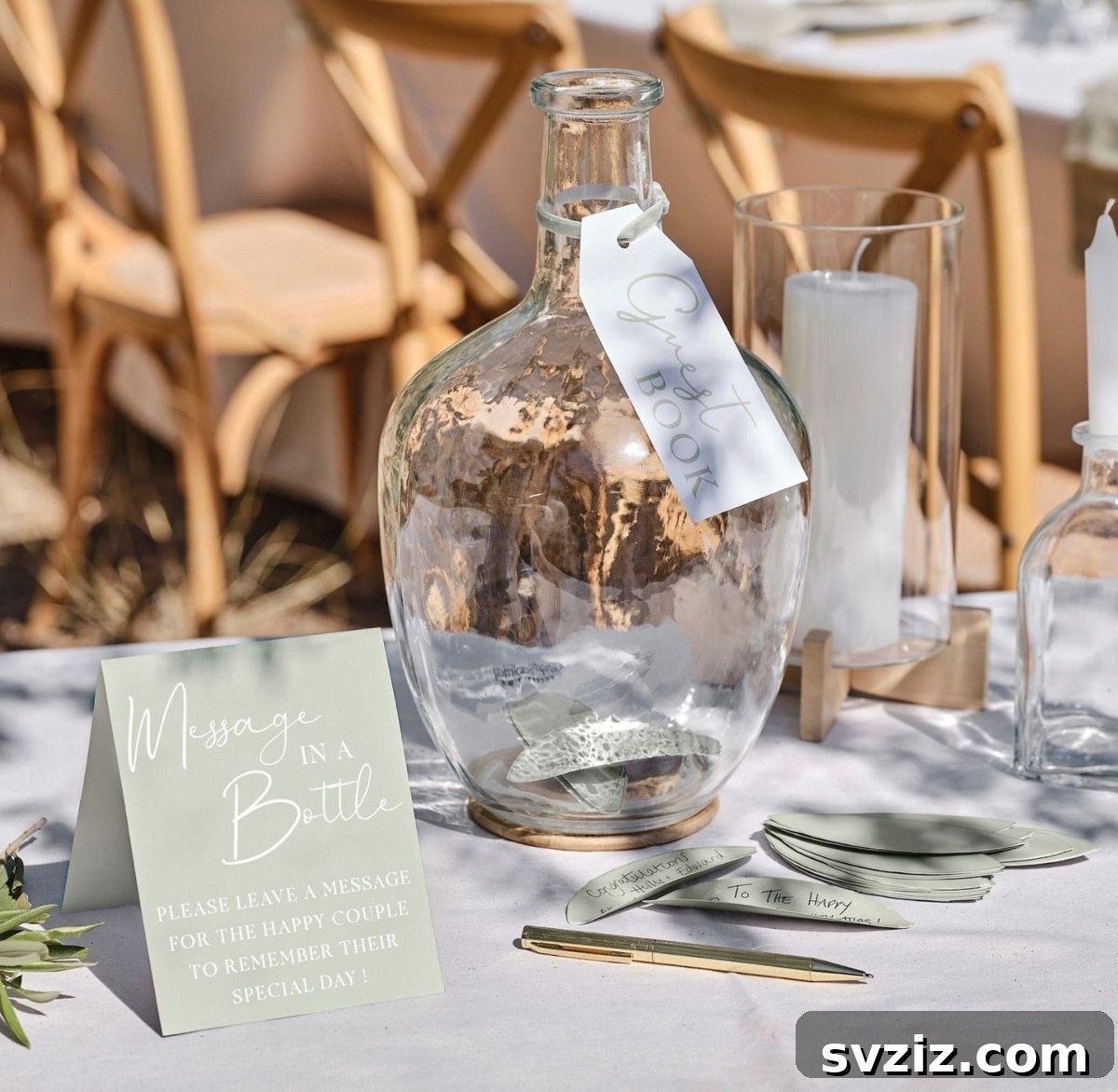 Message in a bottle wedding guest book idea