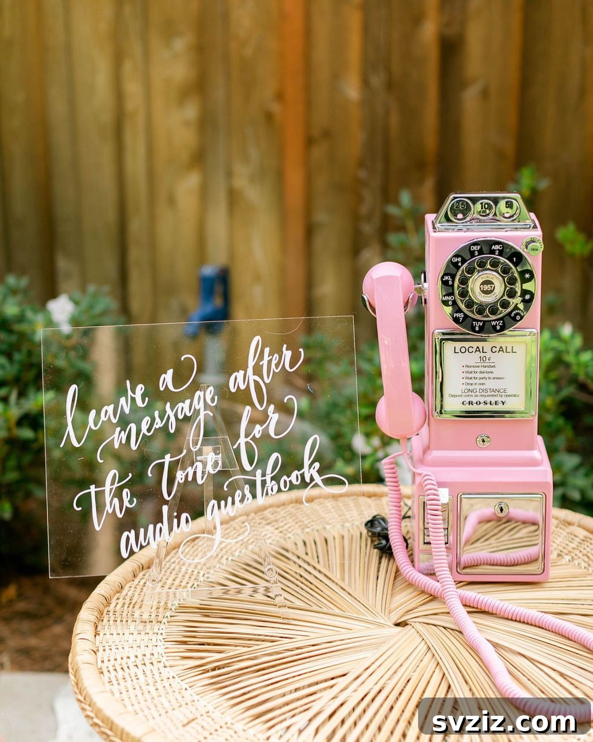 Vintage rotary phone used as an audio guest book