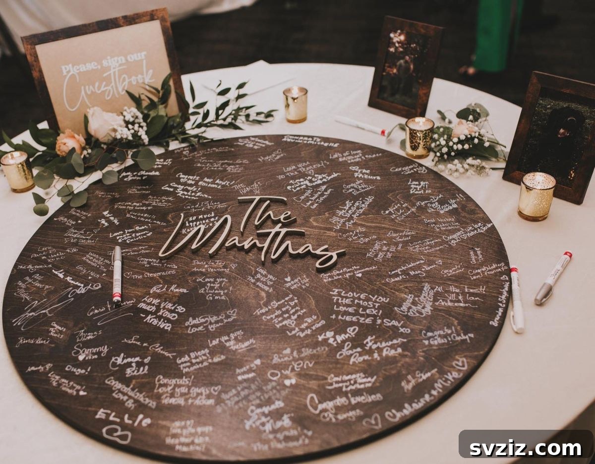 Custom wooden sign for wedding guests to sign