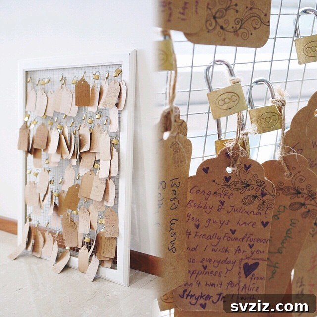 Wedding guest book idea with small love locks