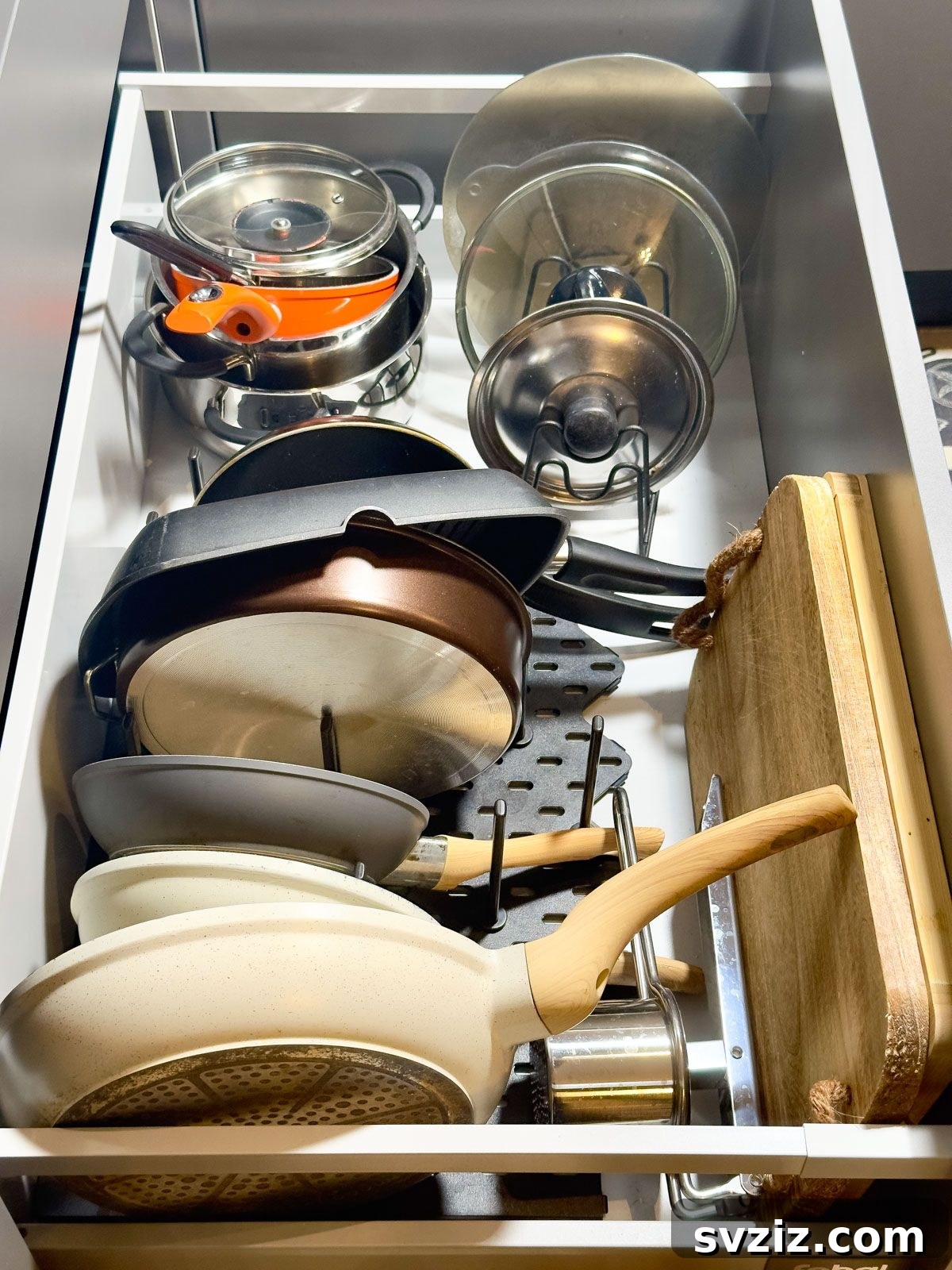 Optimize Drawer Space with Dividers and Dish Racks in a Tiny Kitchen