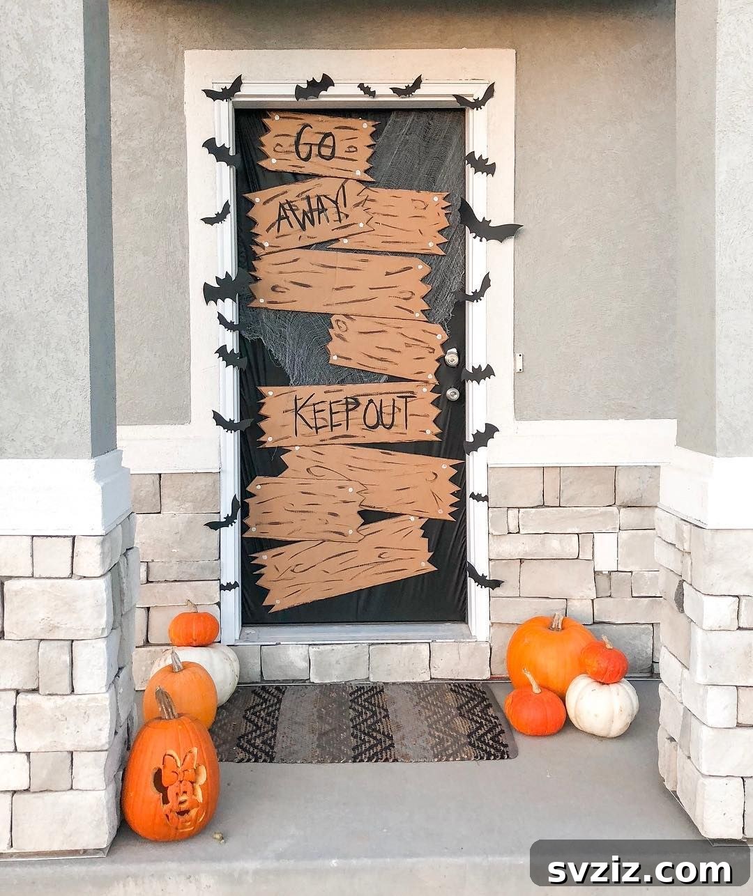 Boarded Up Front Door Halloween decor