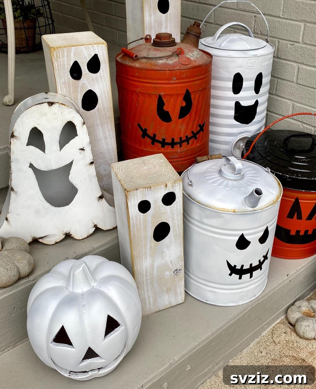 tin can ghosts Halloween decor