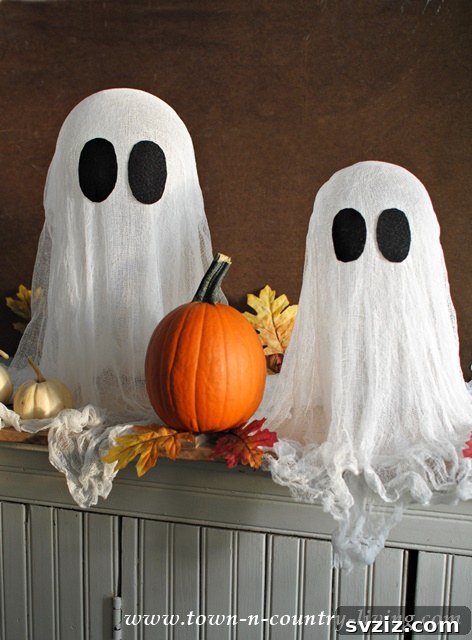 31 Terrifying Halloween Bash Concepts 21 Light and ethereal DIY cheesecloth ghosts for Halloween decor