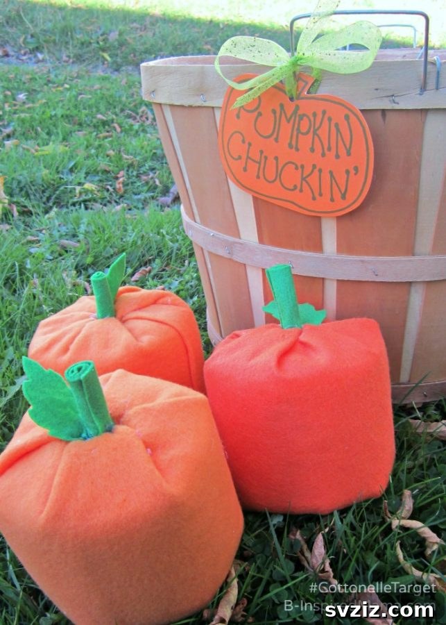 31 Terrifying Halloween Bash Concepts 26 DIY Pumpkin Toss game for kids using a fall harvest basket