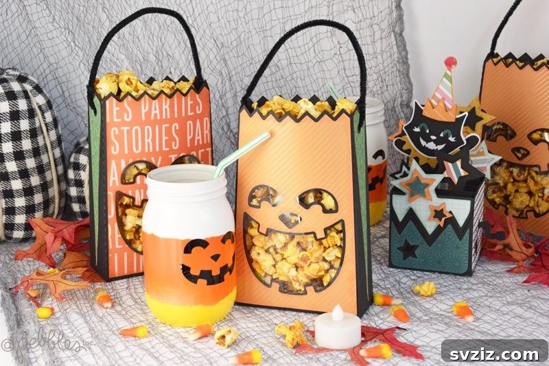 31 Terrifying Halloween Bash Concepts 4 DIY Pumpkin-shaped party bags with clear windows
