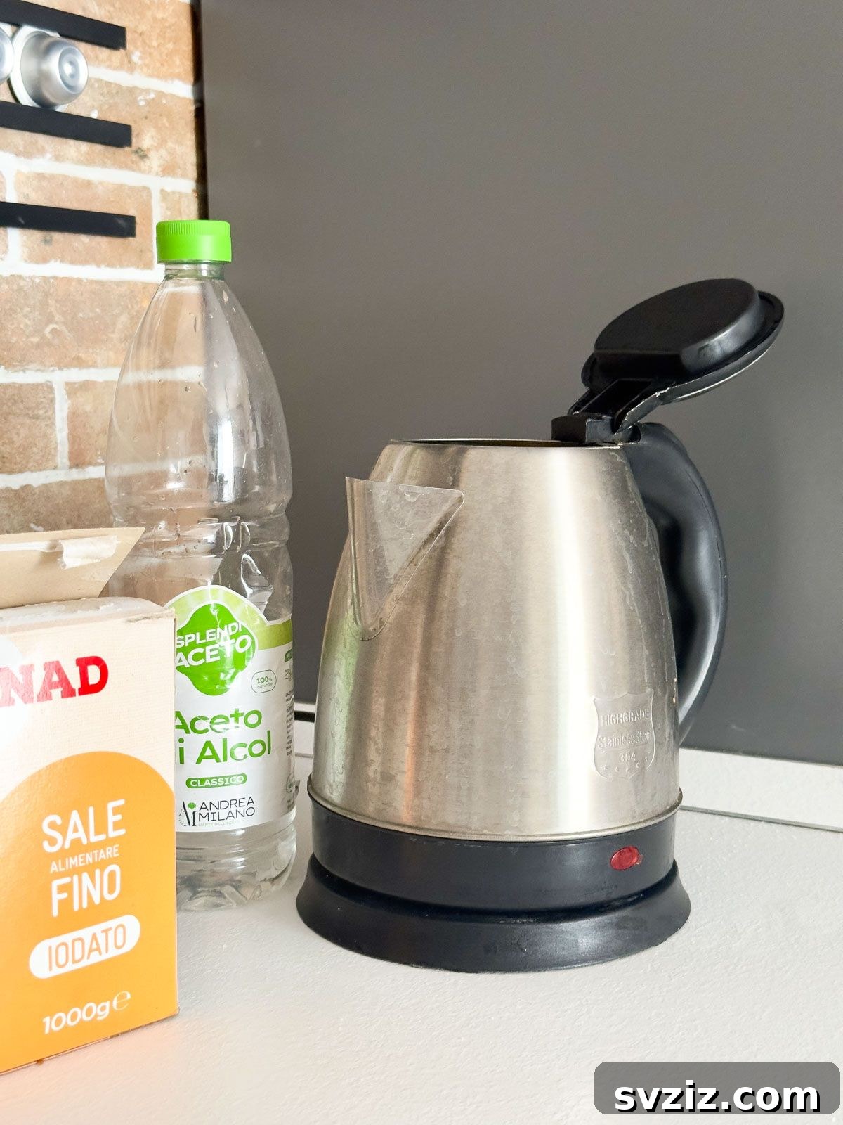 Descale the Kettle with Vinegar, Salt, and Hot Water