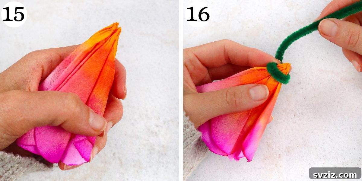Coffee Filter Flowers with pipe cleaner stem