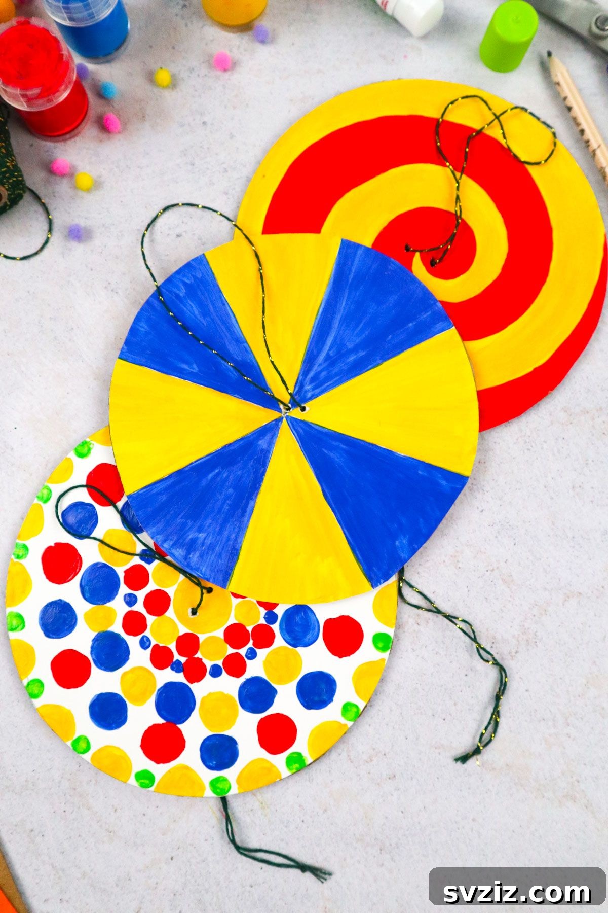 Colorful DIY Paper Spinner in action