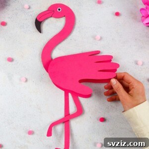 handprint flamingo craft
