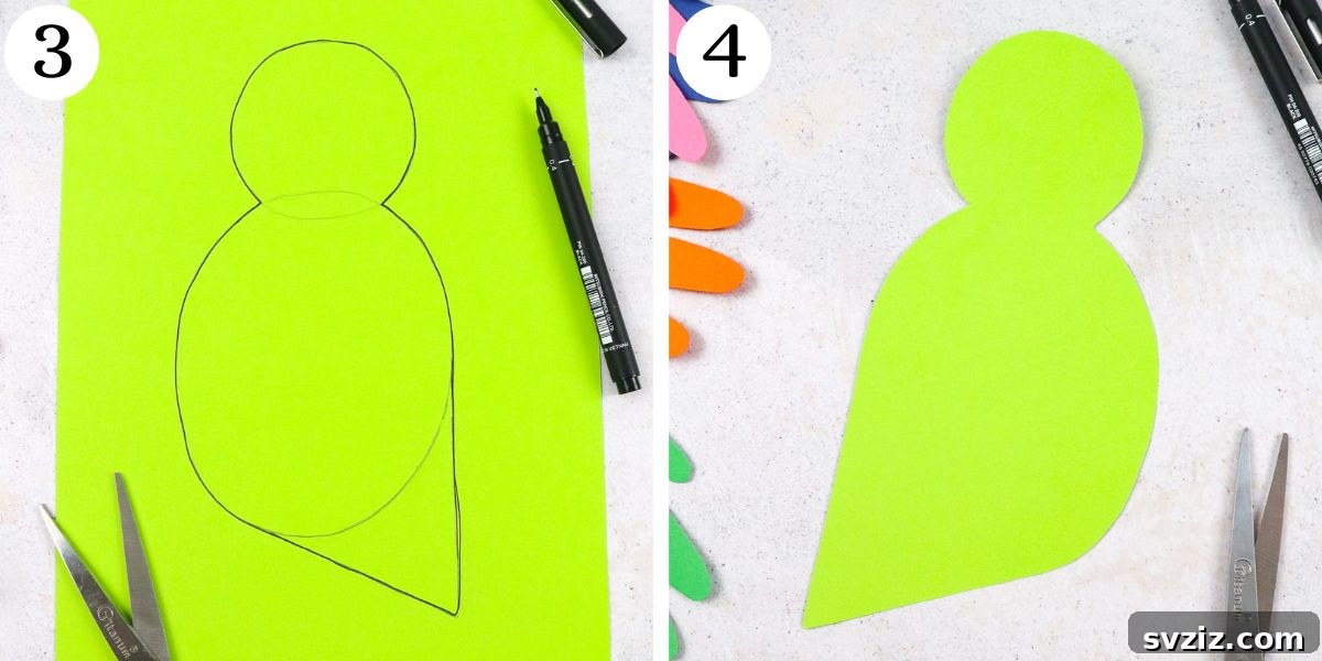 Draw and cut parrot body outline