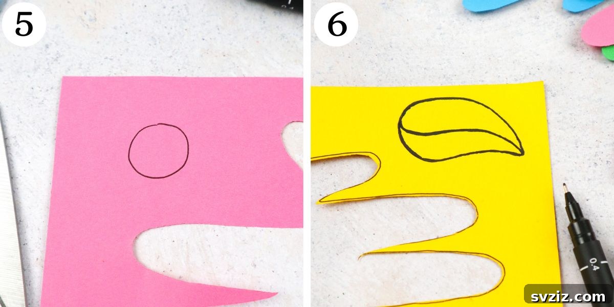 Draw and cut parrot cheek and beak
