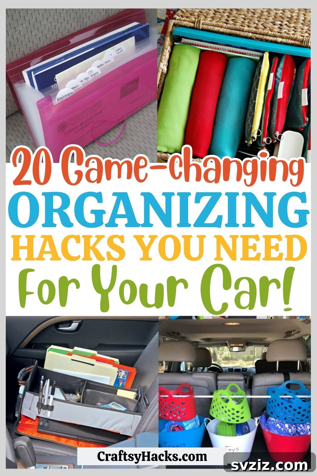 20 Effortless Car Organization Tips 2 Organized car interior with various storage solutions shown, highlighting effective car organization ideas for a tidy vehicle.