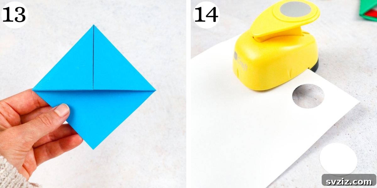 add eyes to origami bookmark, DIY craft decoration