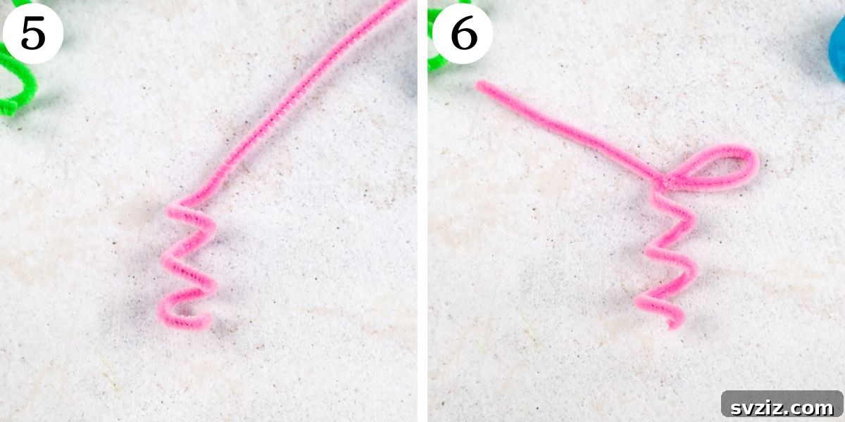 Various pipe cleaner shapes demonstrating different ways to form puppet ears.