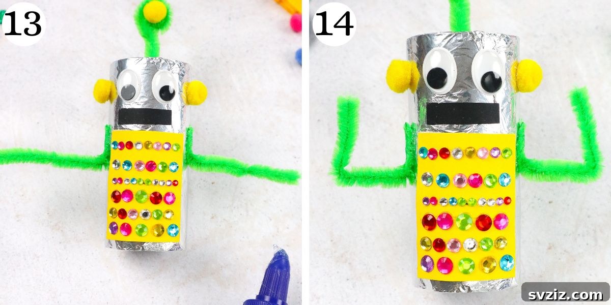 Gluing on robot arms and posing them creatively