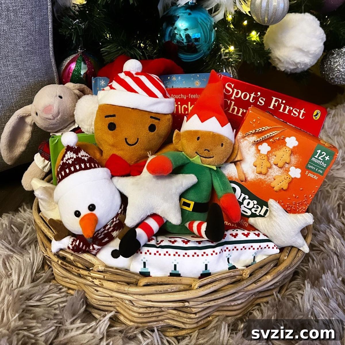 toys and books Christmas basket