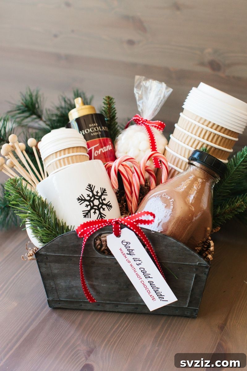 hot cocoa Christmas basket