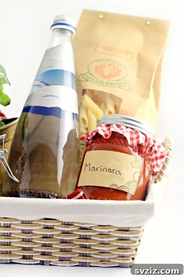 pasta dinner Christmas basket