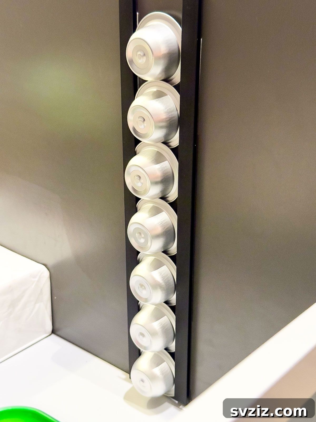 Self-Adhesive Plastic Strips for Coffee Pod Storage Inside Drawer