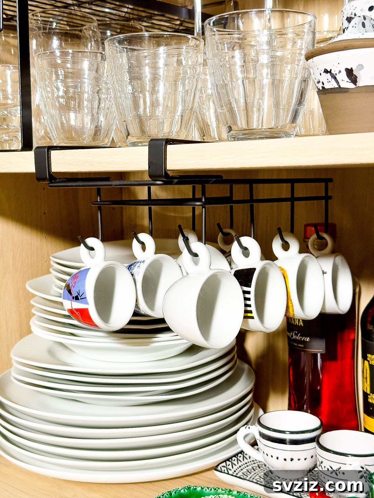 Hang a Cup Holder Under a Shelf for Extra Space