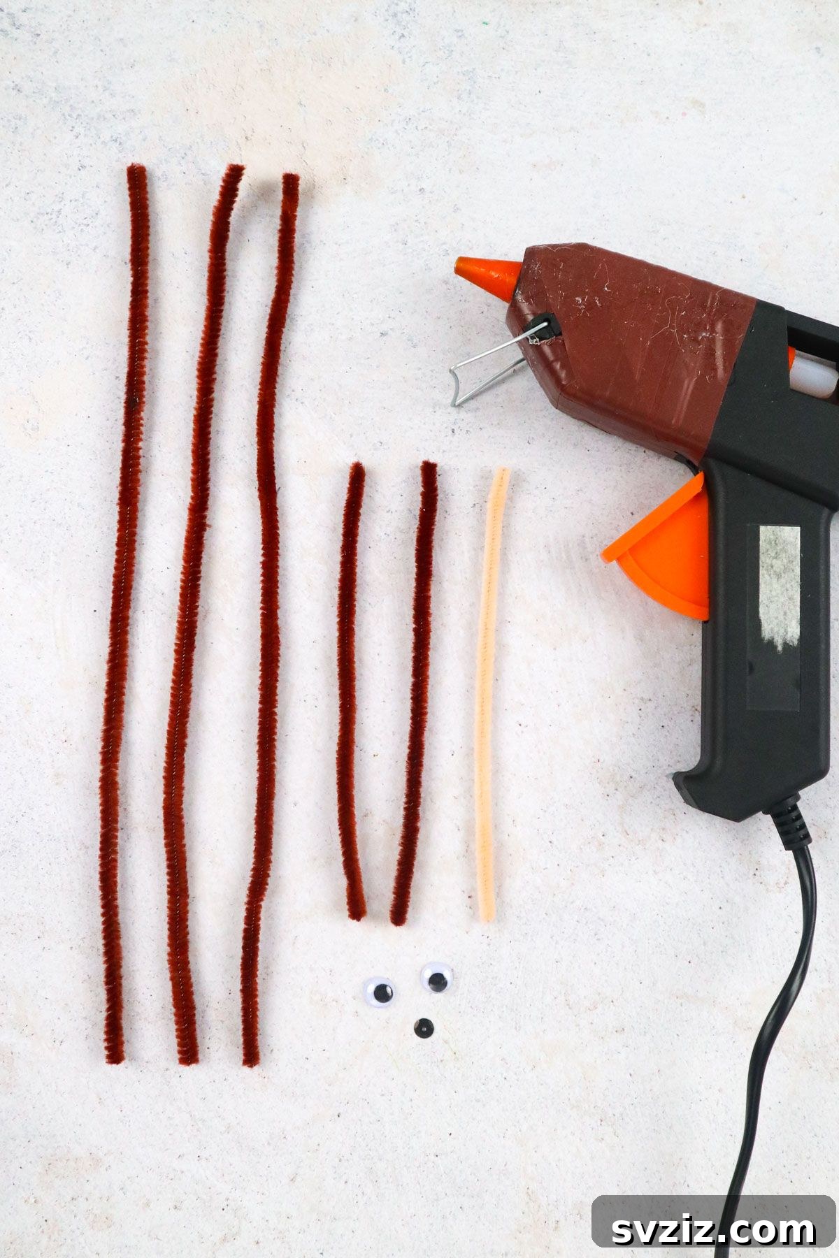 Craft supplies for making Pipe Cleaner Pencil Toppers