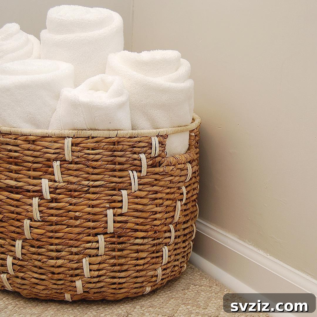 23 Brilliant Towel Storage Ideas to Transform Your Bathroom 16 Elegant Large Woven Baskets for Towels