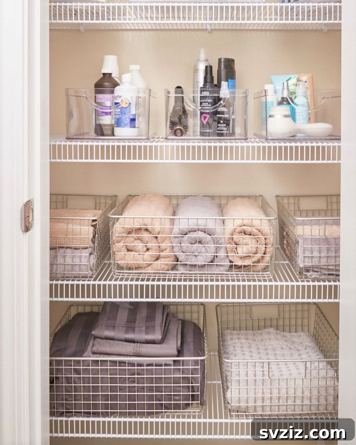 23 Brilliant Towel Storage Ideas to Transform Your Bathroom 17 Organized Wire Baskets for Towel Storage