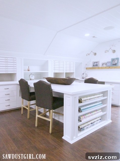 21 Brilliant Craft Room Layouts to Spark Your Imagination 17 Craft Room with Multiple Designated Work Stations