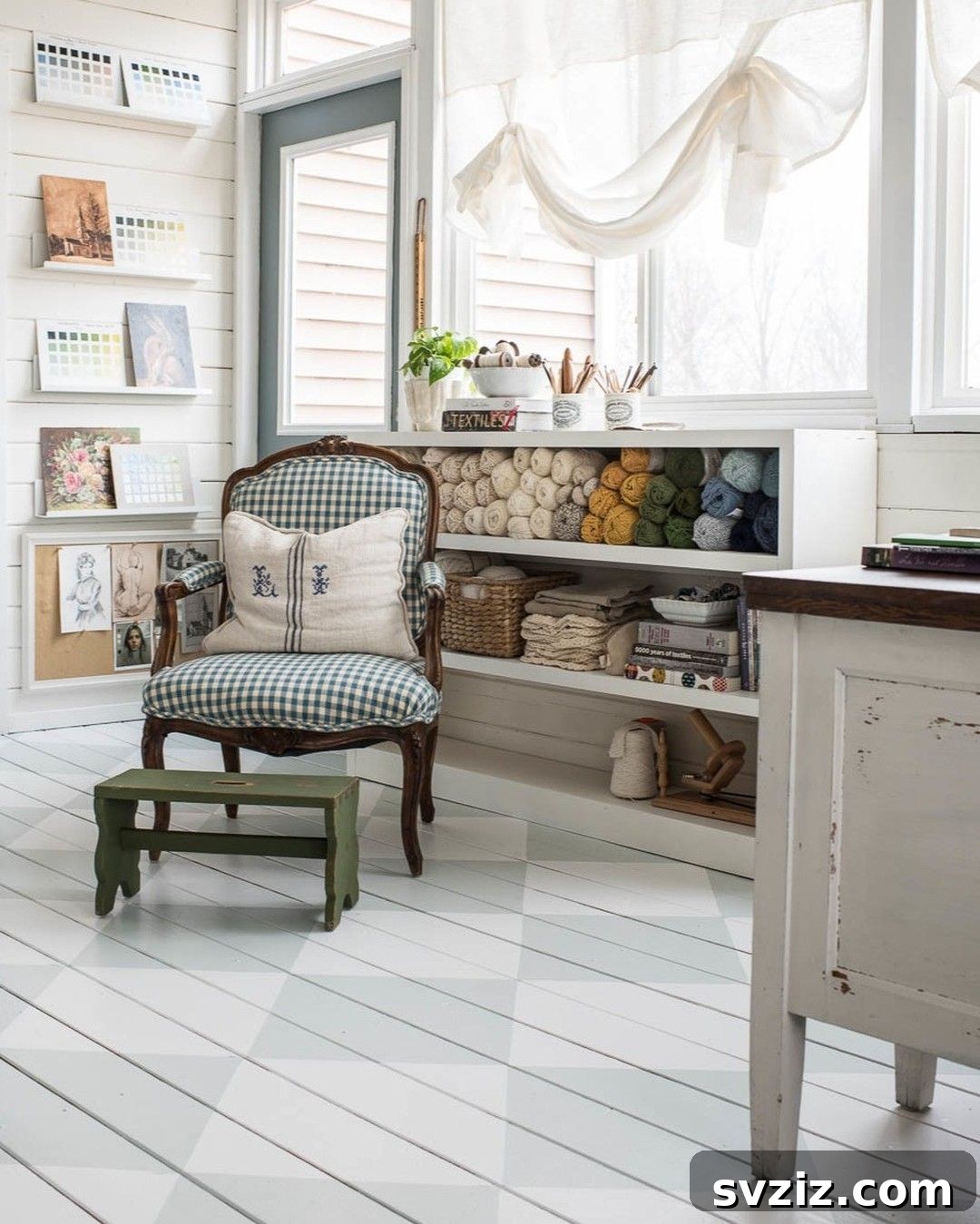 21 Brilliant Craft Room Layouts to Spark Your Imagination 7 Organized Storage Shelf for Yarn and Crochet
