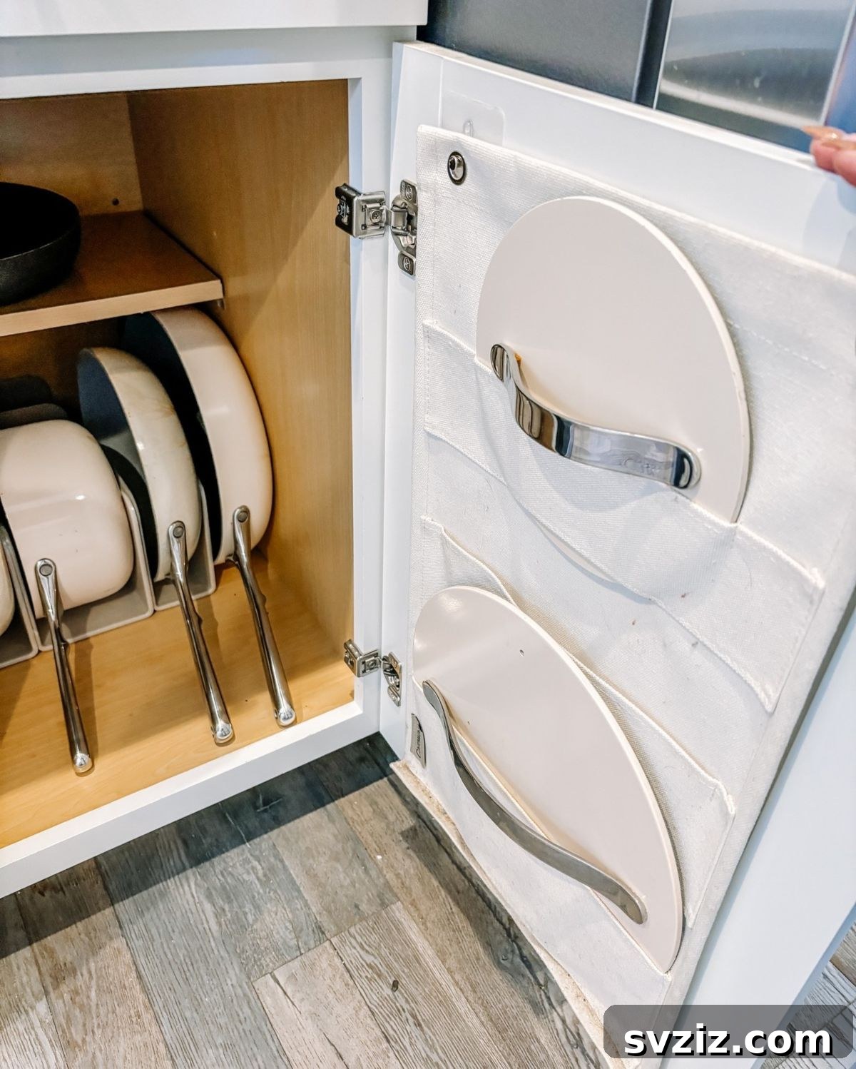 13 Brilliant Hacks for Organizing Pot Lids 11 Behind the Door Pot Lid Organizer for Small Kitchens