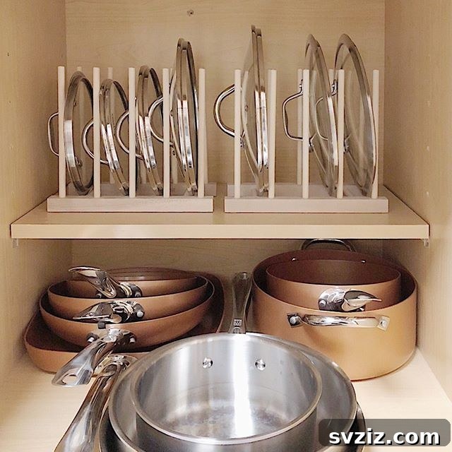 13 Brilliant Hacks for Organizing Pot Lids 13 Integrated Pan and Lid Storage Solution