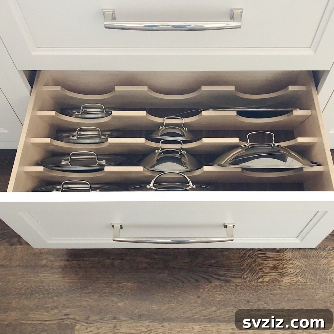 13 Brilliant Hacks for Organizing Pot Lids 7 Custom Drawer Organizer for Perfect Lid Storage