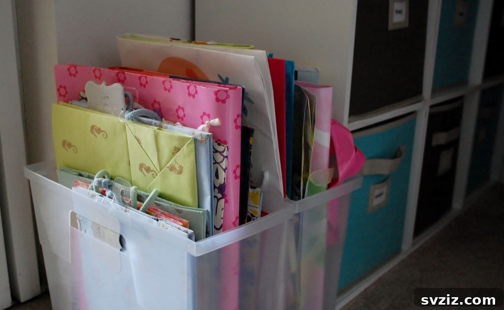 Smart Hacks for Your Craft Closet 6 Open Bins for Gift Bags