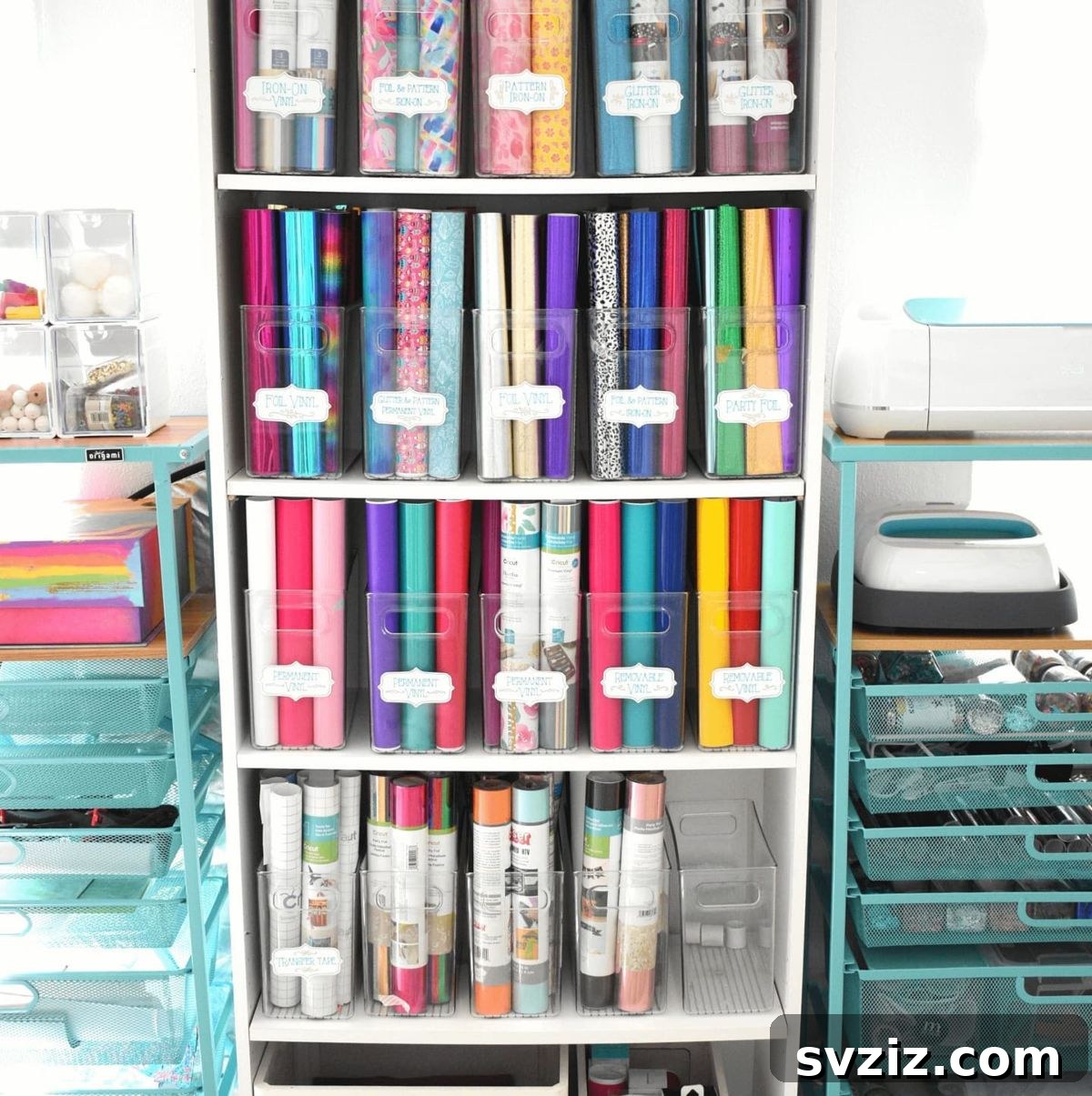 Reclaim Your Craft Space Brilliant Cricut Organization Solutions 8 Bookcase and Clear Bins