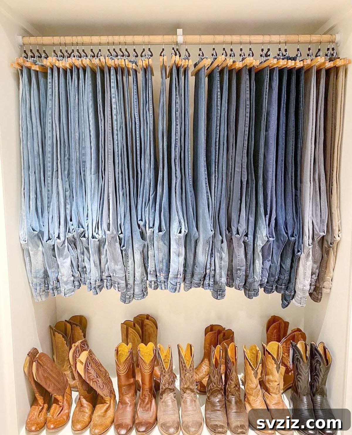 Clever Jean Storage Solutions 18 hung from the bottom