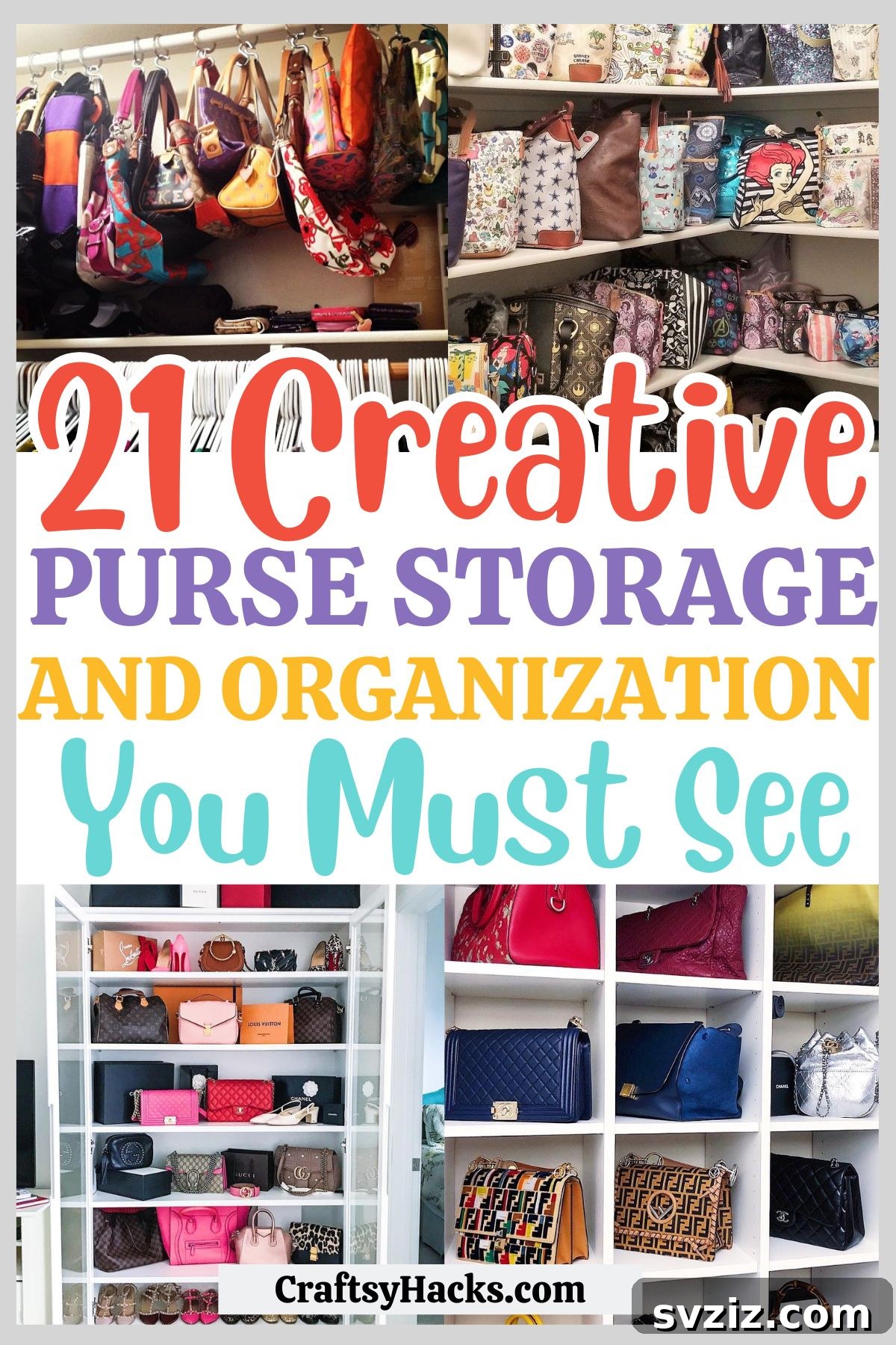 Purse Storage and Organization Ideas - Featuring Various Creative Handbag Storage Solutions