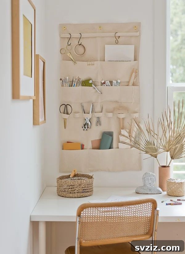 17 Clever DIY Wall Organizers to Conquer Clutter 16 Affordable and versatile DIY fabric wall organizer for craft supplies and small items