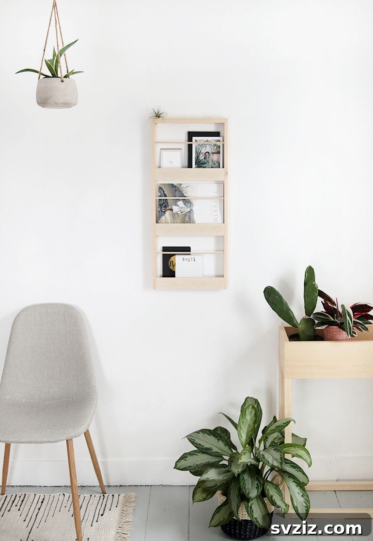 17 Clever DIY Wall Organizers to Conquer Clutter 5 Minimalist DIY wood wall organizer for books and magazines
