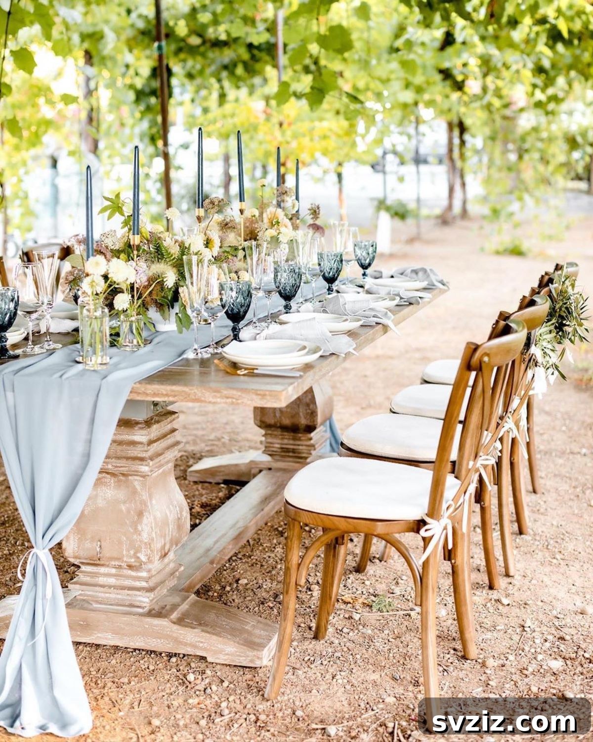 Small Weddings, Big Charm: 31 Intimate Ideas 12 Provence Wedding Table with delicate florals and blue accents