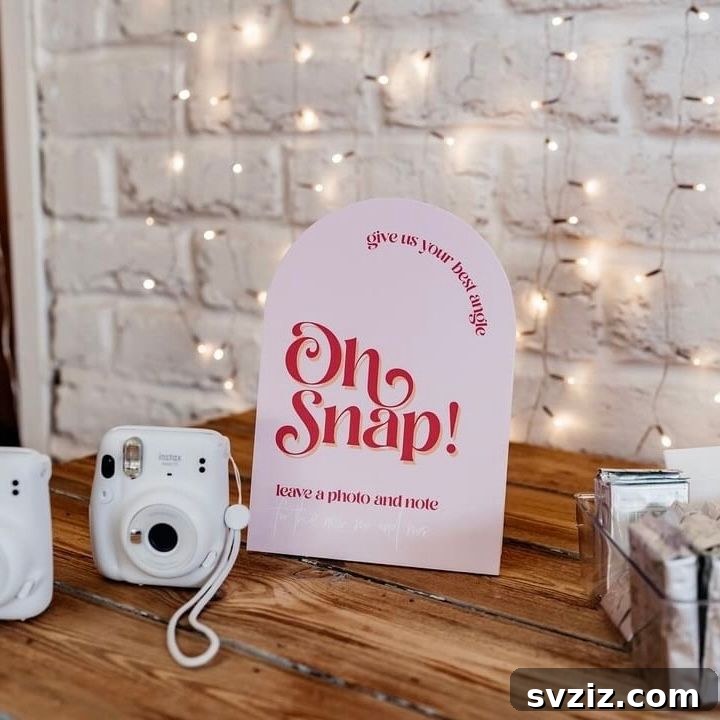 Small Weddings, Big Charm: 31 Intimate Ideas 28 Photo Guestbook station with a polaroid camera and sweet sign