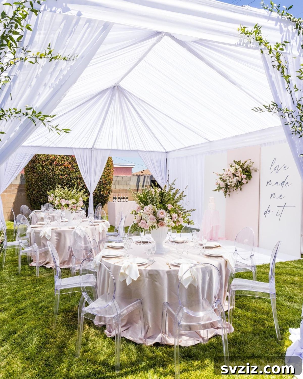 Small Weddings, Big Charm: 31 Intimate Ideas 8 Beautiful Tent Wedding with elegant decor and hanging florals