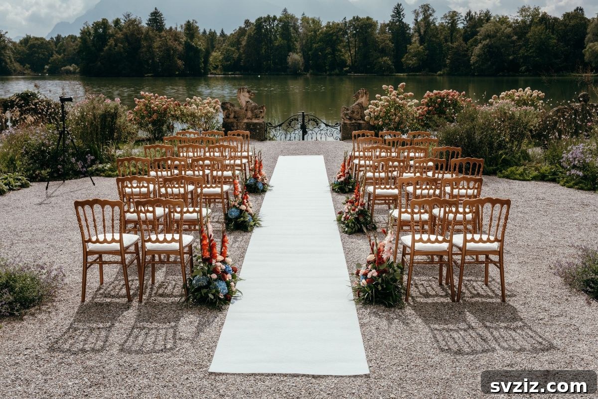Small Weddings, Big Charm: 31 Intimate Ideas 10 Lakeside Wedding Ceremony with a beautiful natural backdrop
