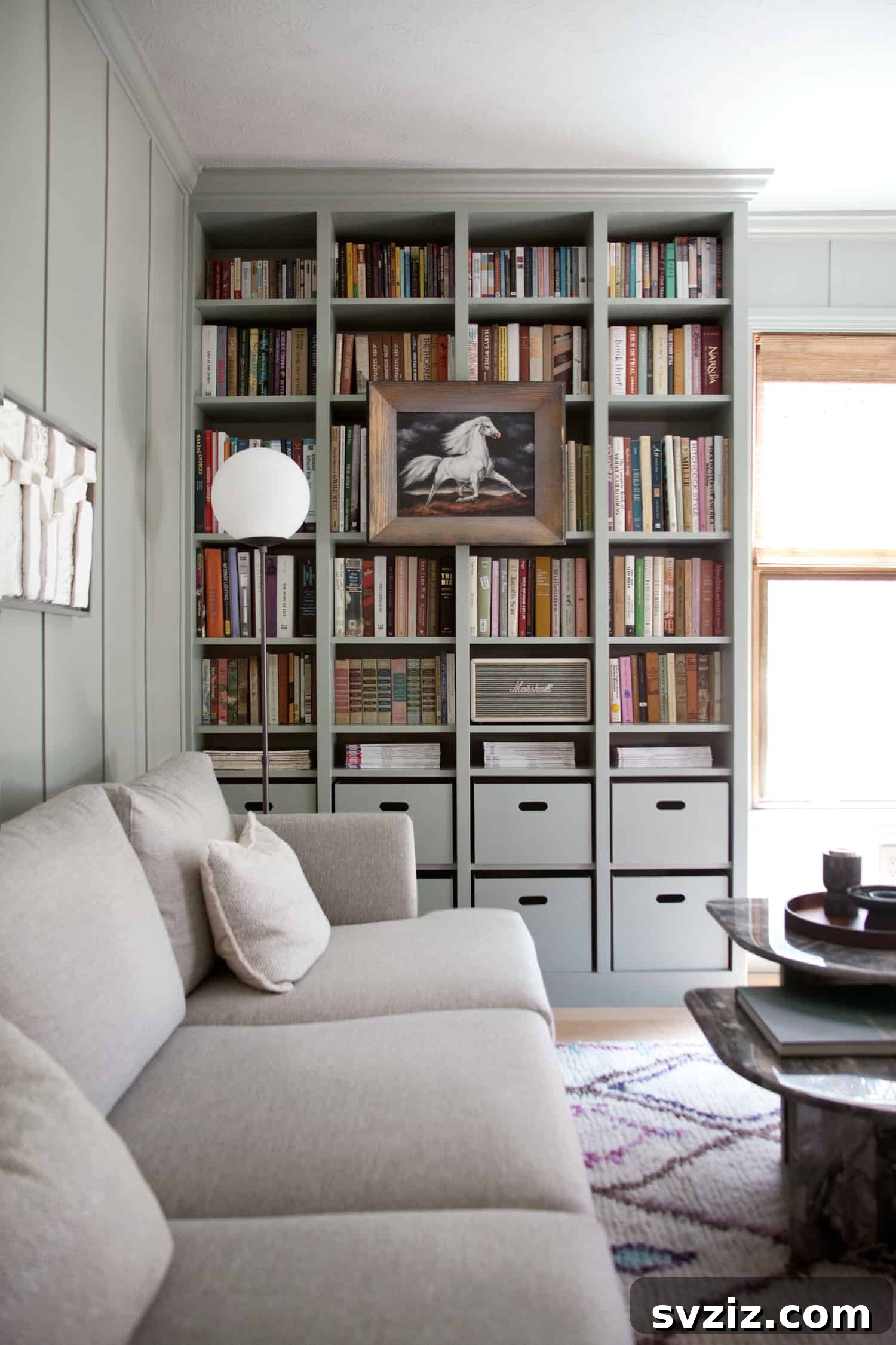 Built-in IKEA Billy Bookcase library wall