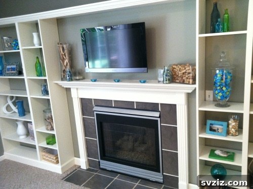 Faux Built-in IKEA Billy Bookcase surrounding a fireplace