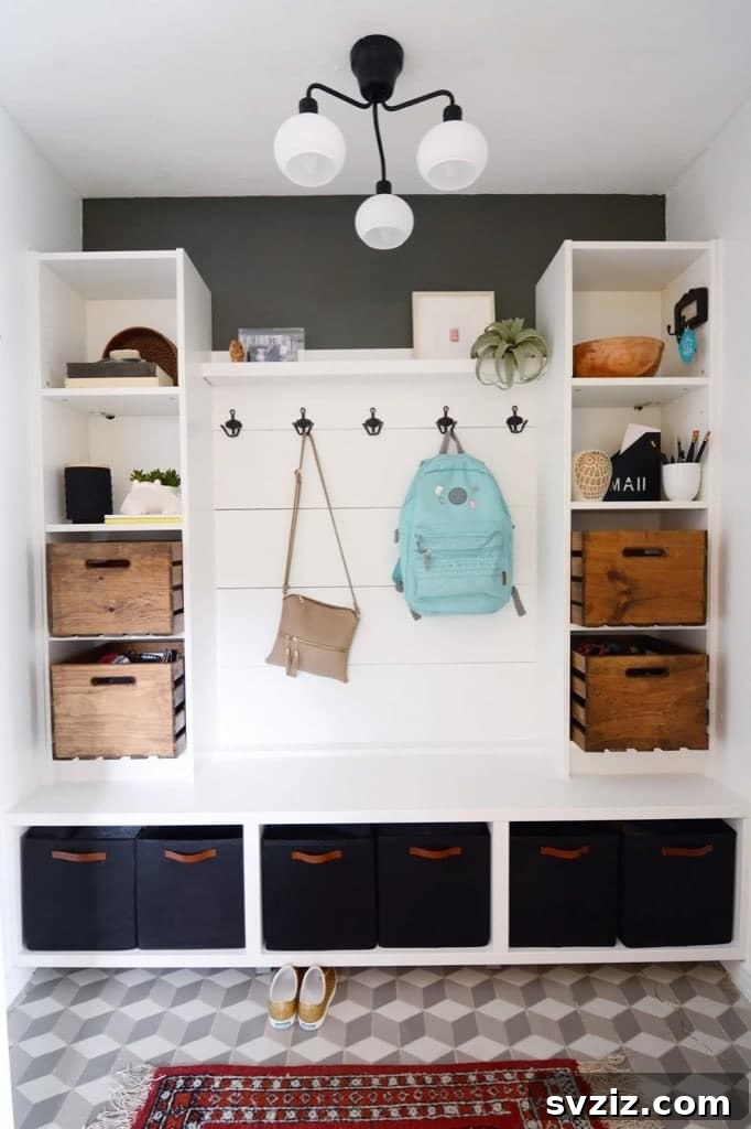 IKEA Billy Bookcase Mudroom Lockers transformation