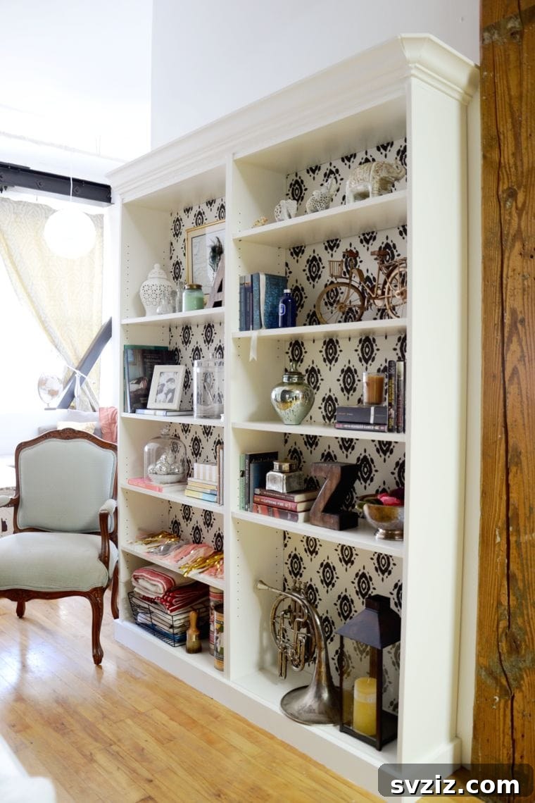 IKEA Billy Bookcase with elegant crown molding